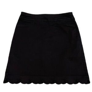 Croft & Barrow Black Scalloped Edge Pencil Skirt Skort Sz 4